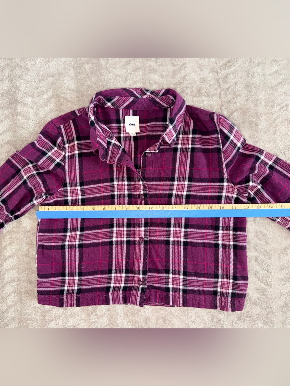 Vans Cropped Plaid Flannel Button-Down Grunge Skater Size‎ Small - Picture 4 of 7